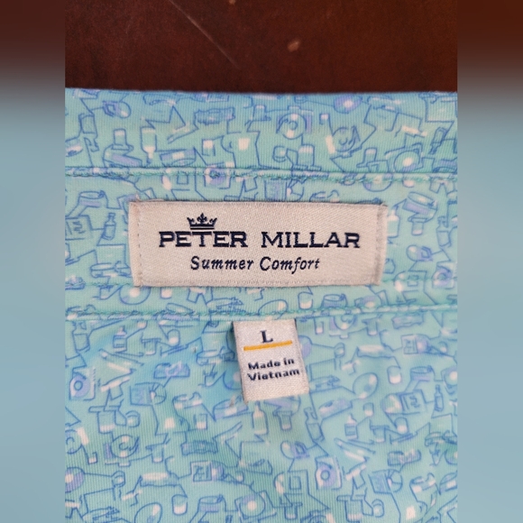 Peter Millar Other - Peter Millar Southern Comfort Vinyl & Whiskey Performance Jersey Golf Polo Large